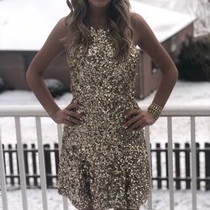 Gold short Sherri Hill dress
